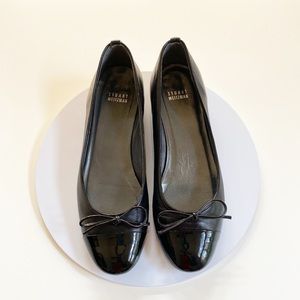 STUART WEITZMAN CAP TOE BLACK BALLET FLATS